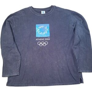 High-Q Athens 2004 Olympics Women XL Navy Blue Graphic Long Sleeve Sweatshirt